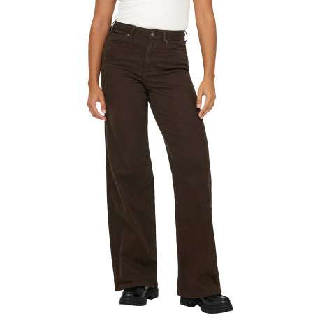 Pantalon en coton biologique marron uni avec une coupe bootcut - Image 5
