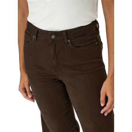 Pantalon en coton biologique marron uni avec une coupe bootcut - Image 6
