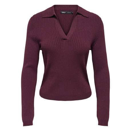 Pull prune uni avec une coupe ajustée et des manches longues