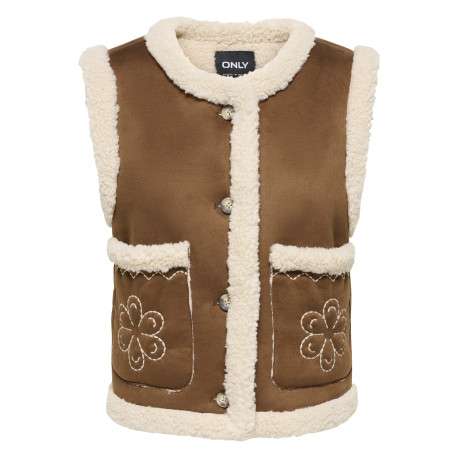 Blouson camel uni avec une coupe droite et des poches plaquées à l'avant