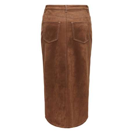 Jupe longue camel uni avec une coupe ajustée et une fente a l'avant - Image 2
