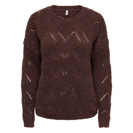 Pull marron uni avec une coupe droite et des manches longues