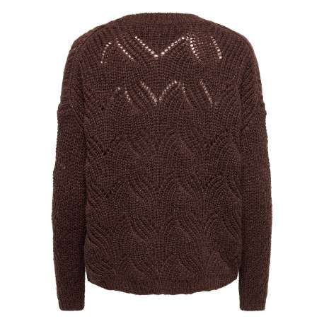 Pull marron uni avec une coupe droite et des manches longues - Image 2