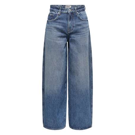 Jean en coton bleu uni avec une coupe bootcut et des surpiqûres camel
