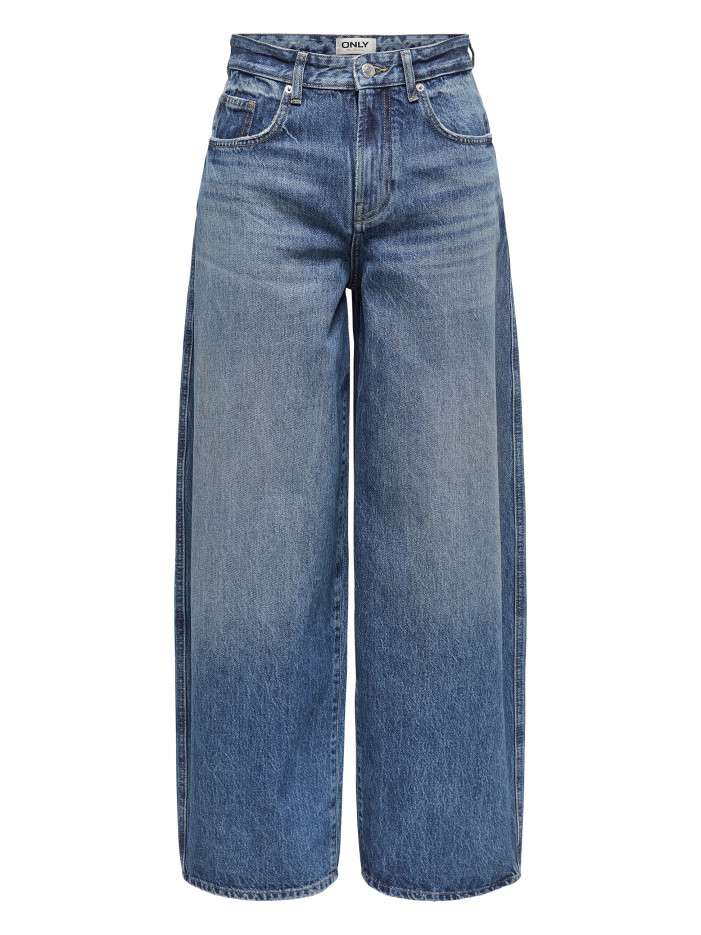 Jean en coton bleu uni avec...