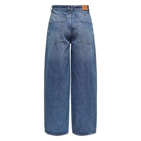 Jean en coton bleu uni avec une coupe bootcut et des surpiqûres camel - Image 2