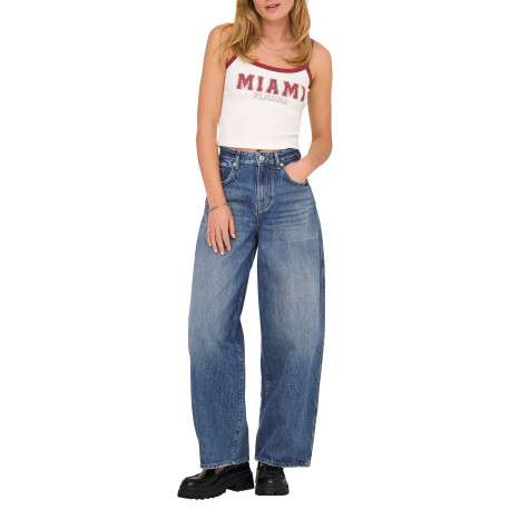 Jean en coton bleu uni avec une coupe bootcut et des surpiqûres camel - Image 5