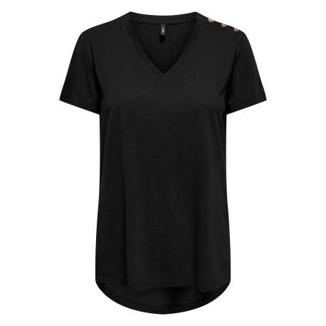 T-shirt noir uni avec une coupe droite et des manches courtes