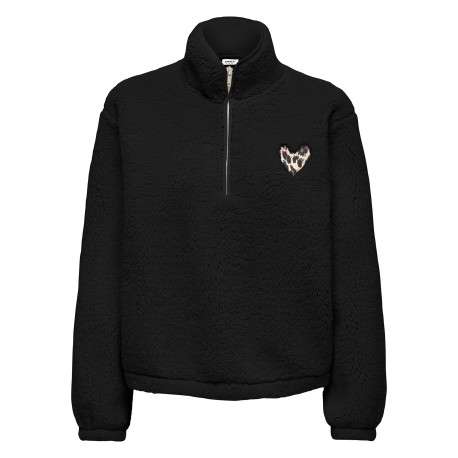 Sweat noir uni avec une coupe droite et un col camionneur
