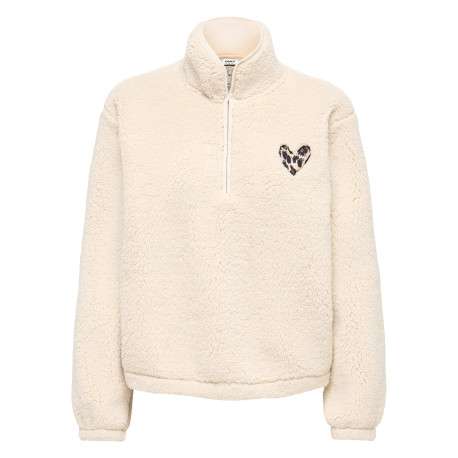 Sweat écru uni avec une coupe droite et un col camionneur