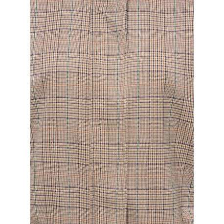 Blouson beige à carreaux avec une coupe droite et une taille élastiquée - Image 3