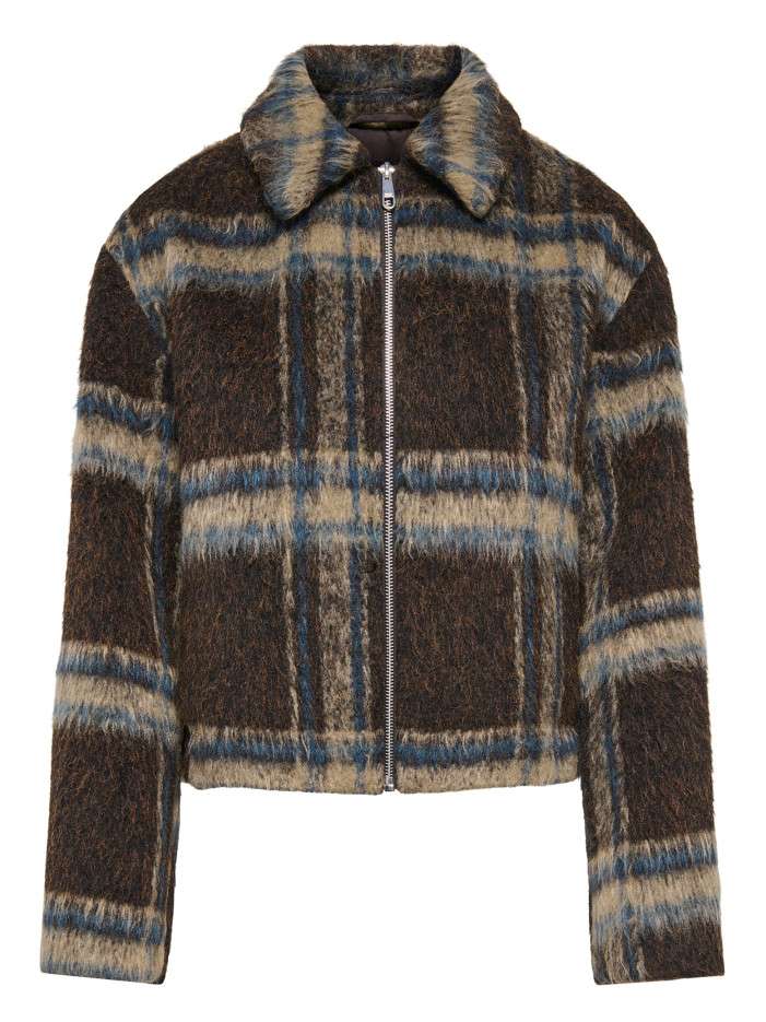 Veste marron à carreaux...