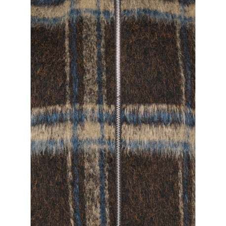 Veste marron à carreaux avec une coupe droite et des manches longues - Image 3