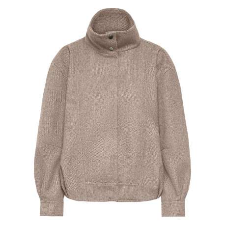 Veste beige unie avec une coupe droite et des manches longues