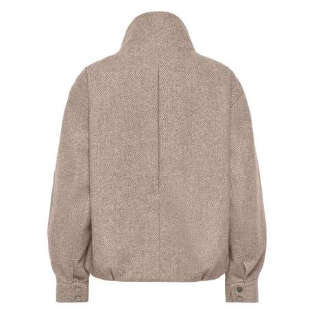 Veste beige unie avec une coupe droite et des manches longues - Image 2