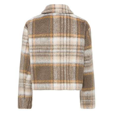 Veste écrue à carreaux avec une coupe droite et des manches longues - Image 2