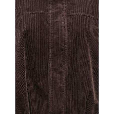Blouson en coton marron uni avec une coupe cropped et un col à revers - Image 3