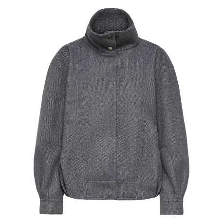 Veste grise unie avec une coupe droite et des manches longues