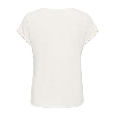 T-shirt écru uni avec une coupe droite et des manches courtes - Image 2