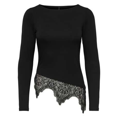 T-shirt noir uni avec une coupe ajustée et des manches longues