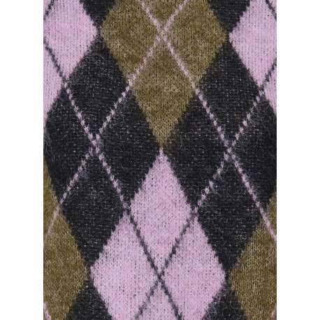 Pull multicolore à carreaux avec une coupe droite et des manches 3/4 - Image 3