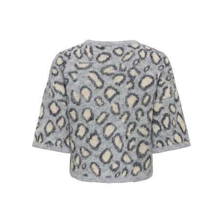 Pull gris à motifs avec une coupe droite et des manches 3/4 - Image 2
