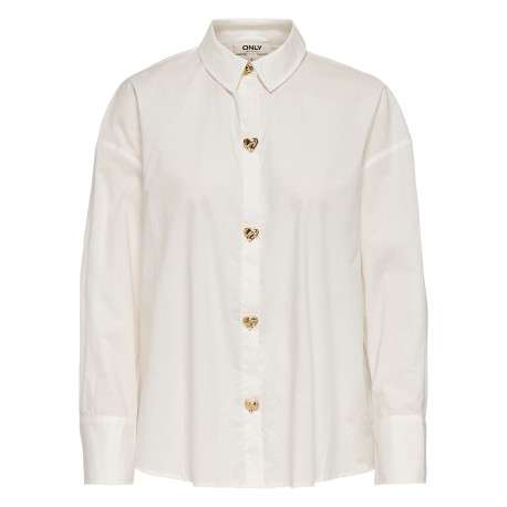 Chemisier en coton blanc uni avec une coupe droite et un col chemise