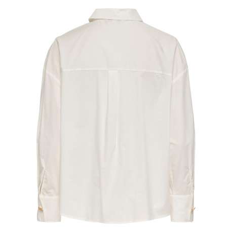 Chemisier en coton blanc uni avec une coupe droite et un col chemise - Image 2