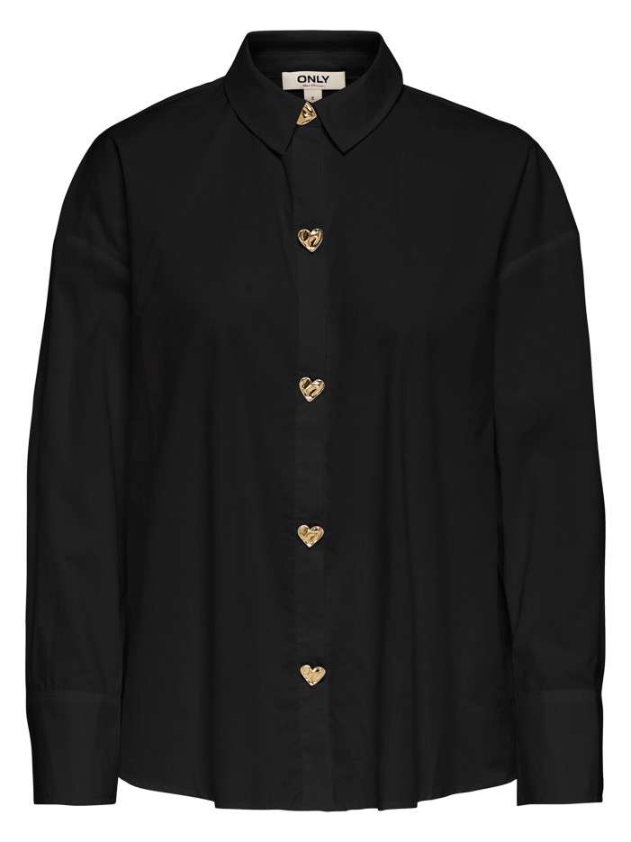 Chemisier en coton noir uni...