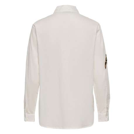 Chemisier en coton écru à motifs avec une coupe droite et un col chemise - Image 2