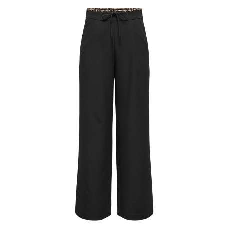 Pantalon de jogging noir uni avec coupe bootcut et doublure léopard