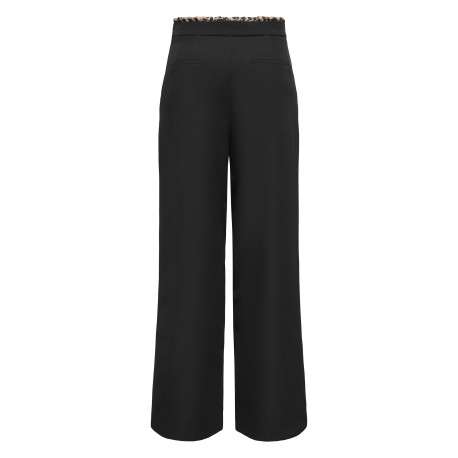 Pantalon de jogging noir uni avec coupe bootcut et doublure léopard - Image 2