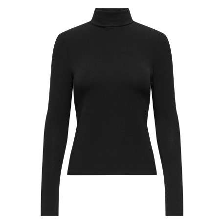 Top noir uni avec une coupe ajustée et des manches longues