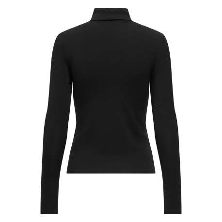Top noir uni avec une coupe ajustée et des manches longues - Image 2