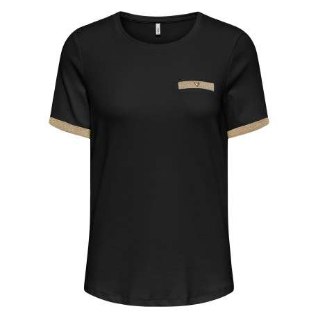 T-shirt en coton biologique noir uni avec une coupe droite et un col rond