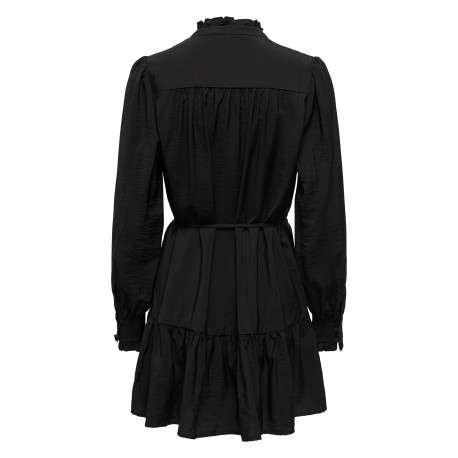 Robe courte noire unie coupe patineuse et des manches longues - Image 2