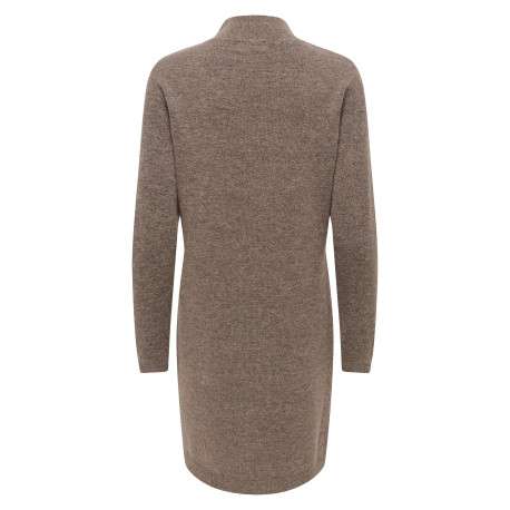 Robe longue brune unie avec une coupe droite et un col montant - Image 2