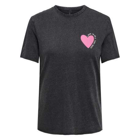 T-shirt en coton biologique noir uni avec une coupe droite et un col rond