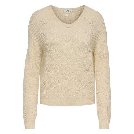 Pull écru uni avec une coupe droite et des manches longues
