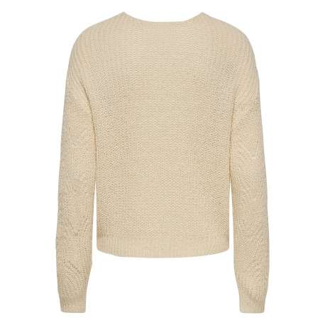 Pull écru uni avec une coupe droite et des manches longues - Image 2
