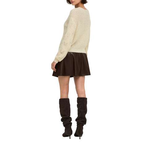 Pull écru uni avec une coupe droite et des manches longues - Image 4