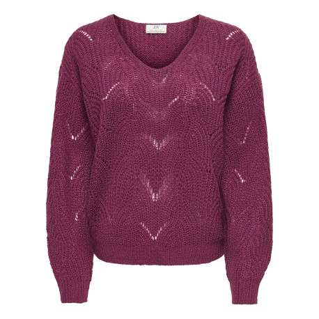 Pull bordeaux uni avec une coupe droite et des manches longues