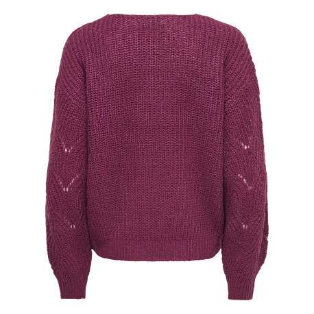 Pull bordeaux uni avec une coupe droite et des manches longues - Image 2