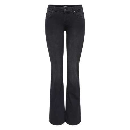 Jean en coton noir uni avec une coupe bootcut et une taille intermédiaire