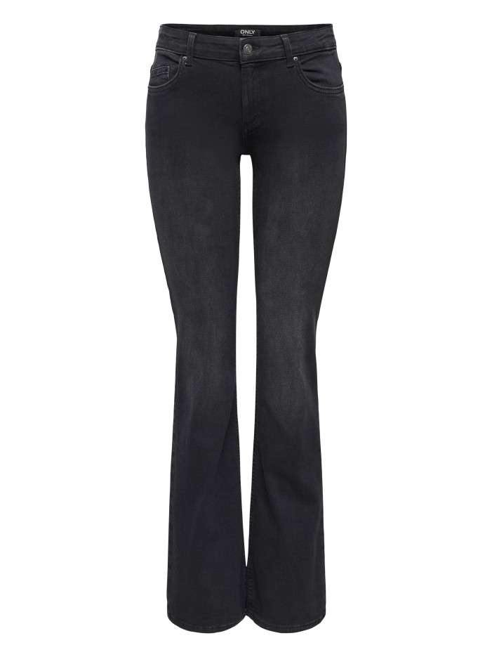 Jean en coton noir uni avec...