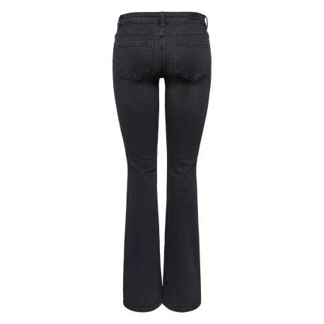 Jean en coton noir uni avec une coupe bootcut et une taille intermédiaire - Image 2