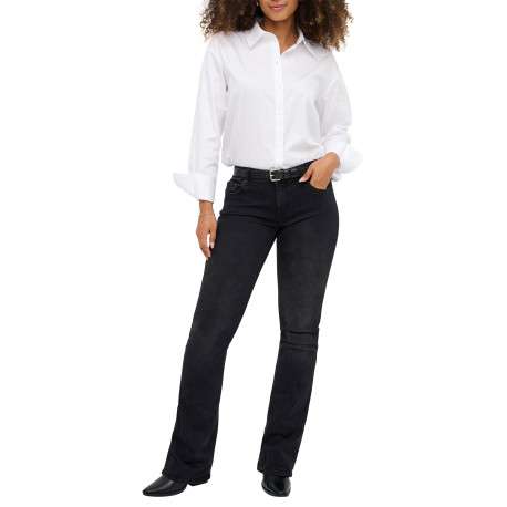 Jean en coton noir uni avec une coupe bootcut et une taille intermédiaire - Image 3