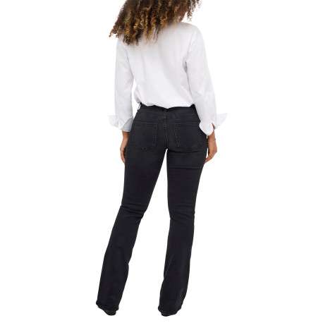 Jean en coton noir uni avec une coupe bootcut et une taille intermédiaire - Image 4