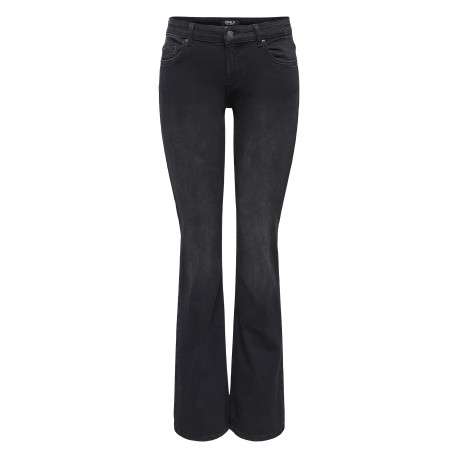 Jean en coton noir uni avec une coupe bootcut et une taille intermédiaire