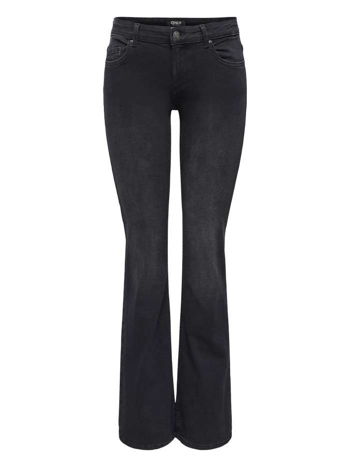 Jean en coton noir uni avec...